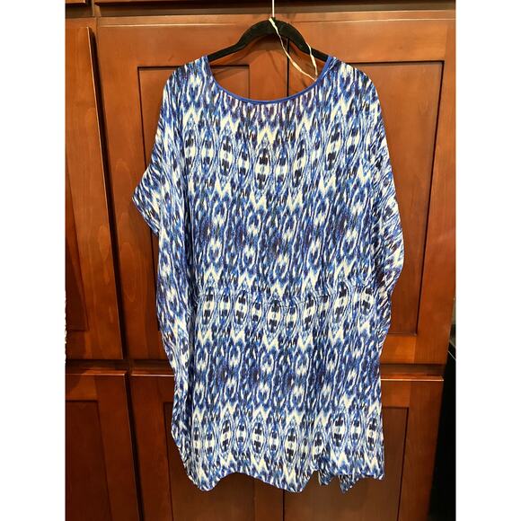 Blue & White Swimsuit Cover Up with Tie Waist! - Picture 3 of 7